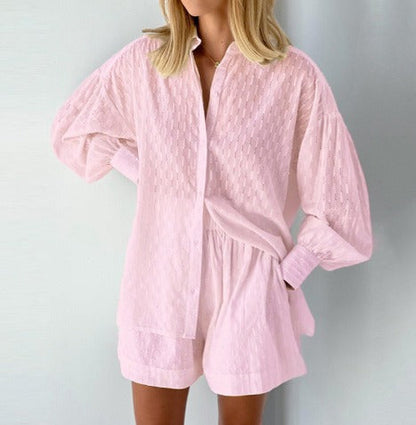 Nora | Long Sleeve Blouse and Shorts Set - Motheero
