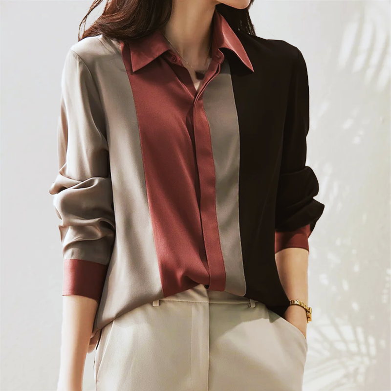 Aurelia | Luxe Patchwork Striped Blouse - Motheero
