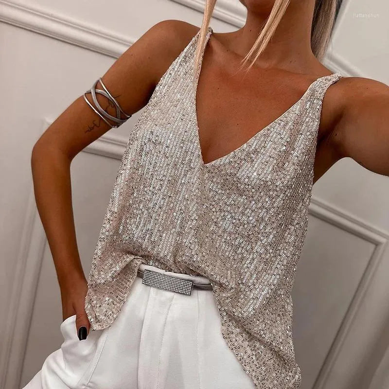 Lina | Satin Sequin Tank Top - Motheero