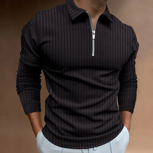 Caden | Long Sleeve Ribbed Polo