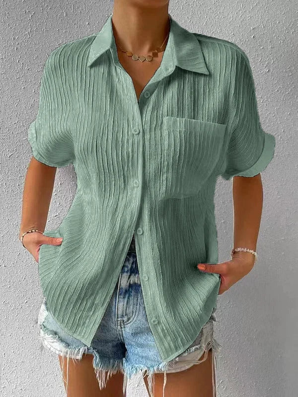 Nina |  Chic Ribbed Polo Shirt - Motheero