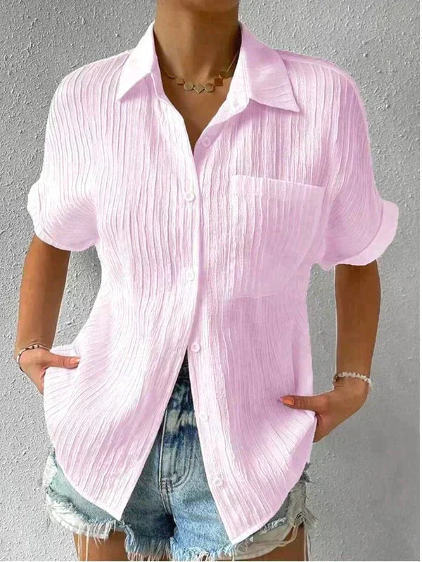 Nina |  Chic Ribbed Polo Shirt - Motheero