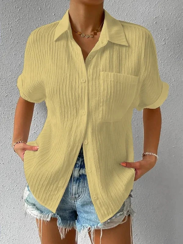 Nina |  Chic Ribbed Polo Shirt - Motheero