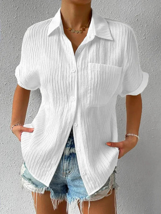 Nina |  Chic Ribbed Polo Shirt - Motheero