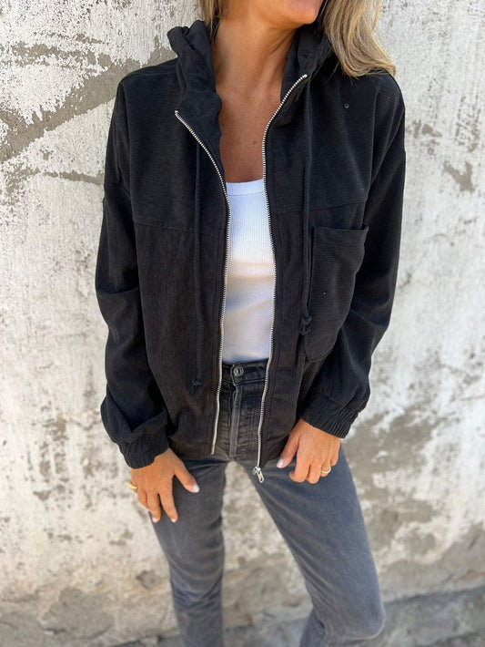 Lucien | Ribbed Knit Zip-Up Hooded Jacket - Motheero