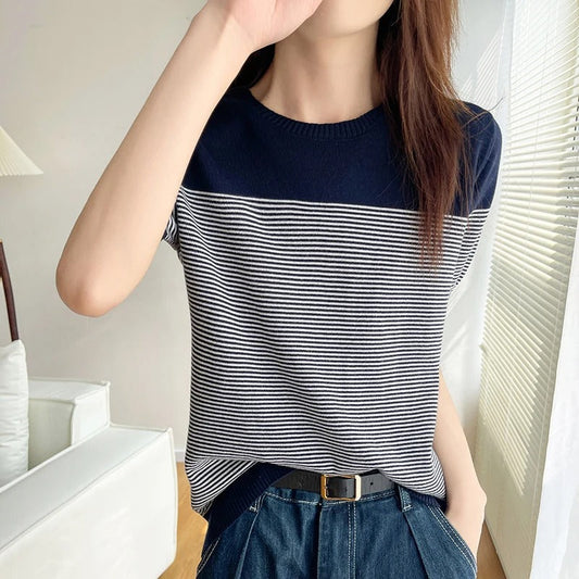 Nola | Timeless Striped Knit Tee - Motheero