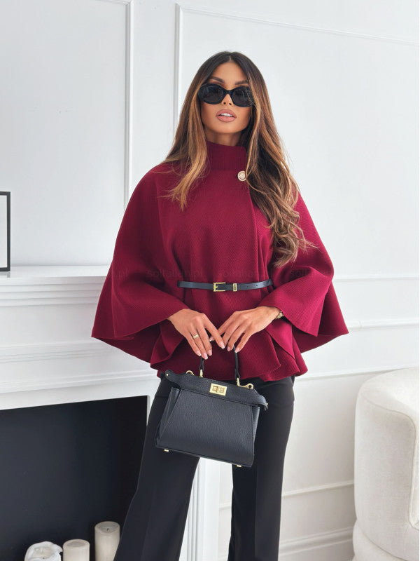 Elara | Belted Flared Poncho - Motheero