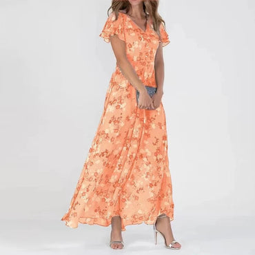 Faya | Floral Summer Dress with Ruffle Sleeves - Motheero