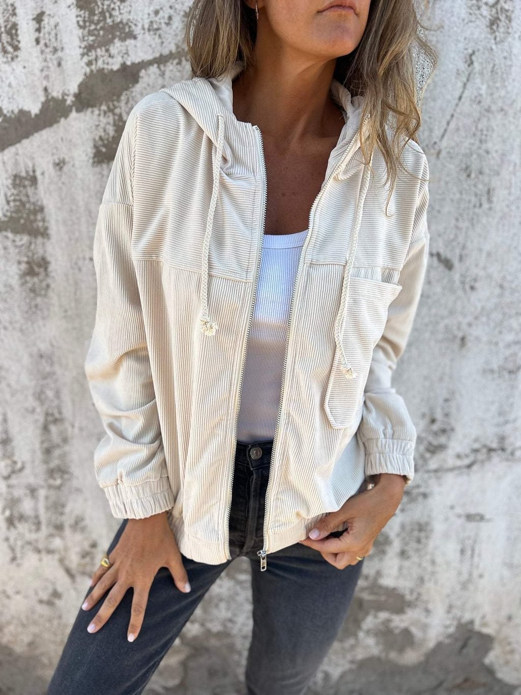 Lucien | Ribbed Knit Zip-Up Hooded Jacket - Motheero