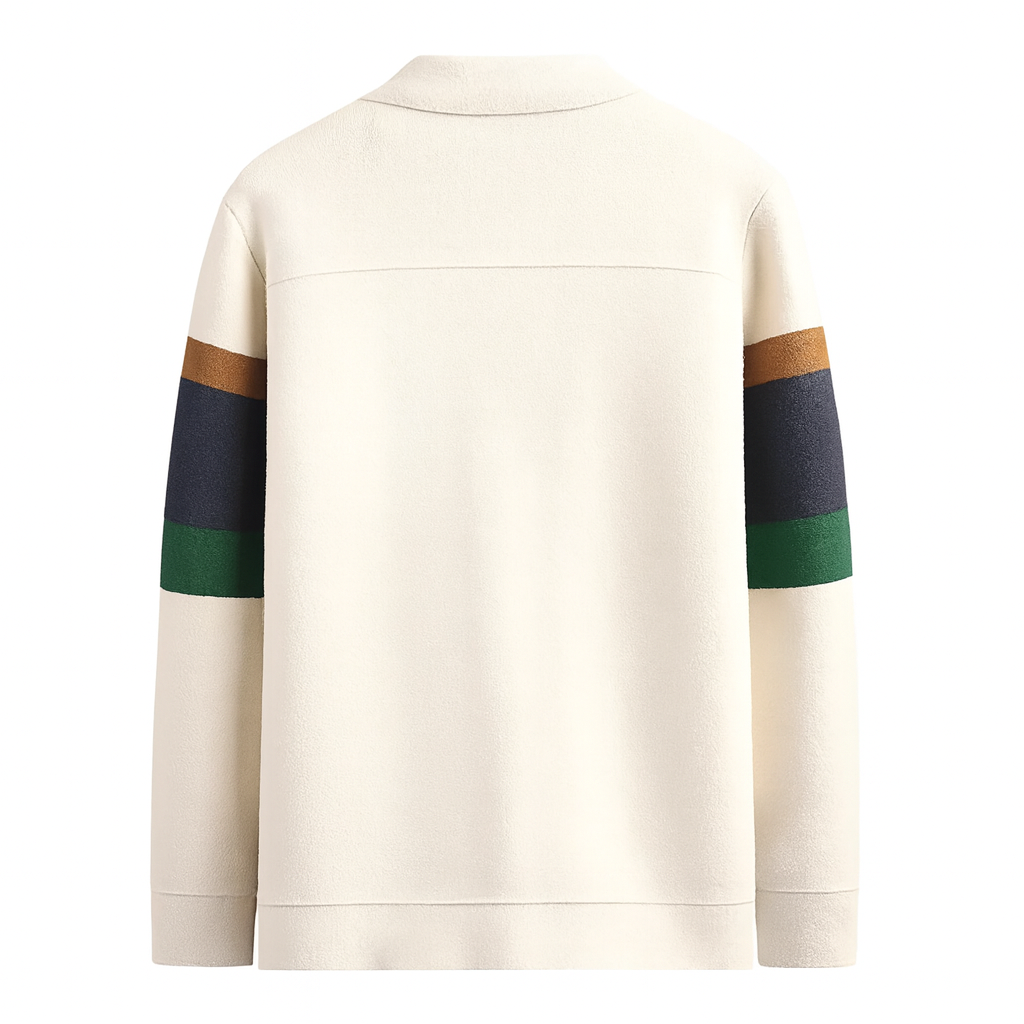 Andrei | Color Stripes Knitted Cardigan Artisanal Comfort with Visual Depth