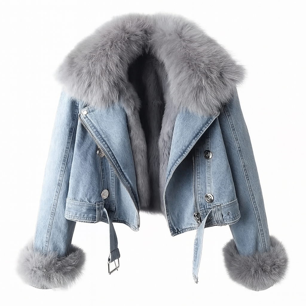 Mona | Urban Elegance Denim & Fur Jacket