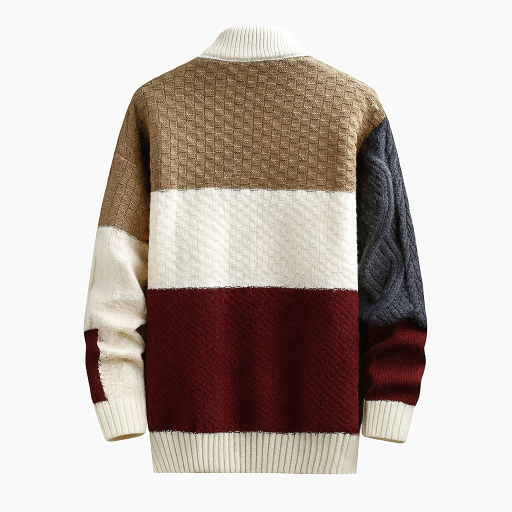 Orion | Men Structured Knit Sweater with Color Patches