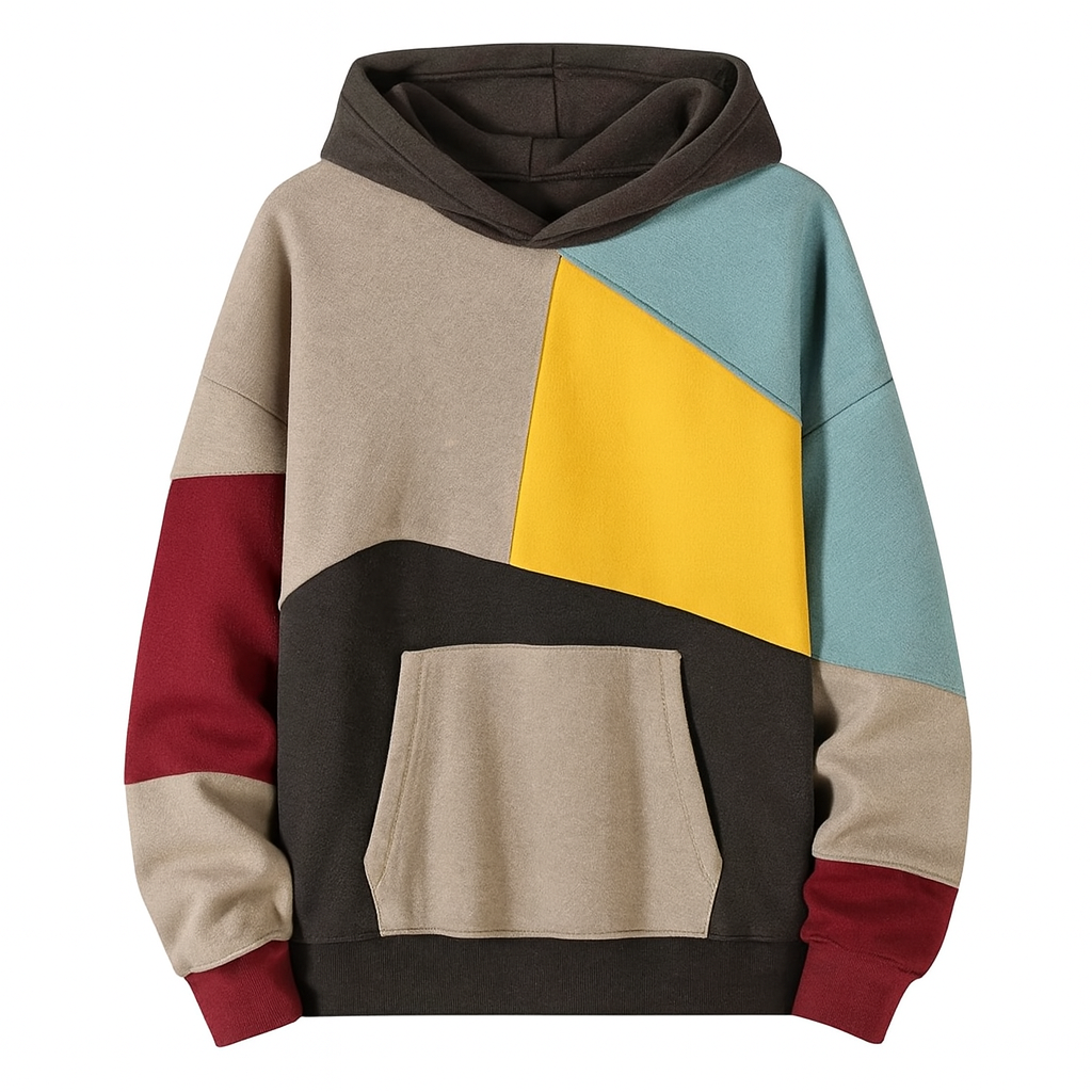 Kai | Oversized Cotton Hoodie with Patchwork Detail