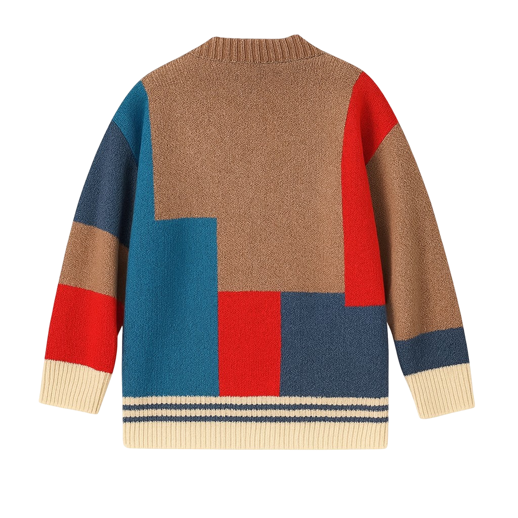 Felix | 90s Patchwork Cardigan — Bold Colorblock Knit for Everyday Expression