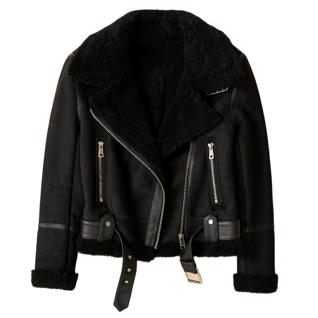 Naomi | Leather Women Jacket with Sherpa Lining