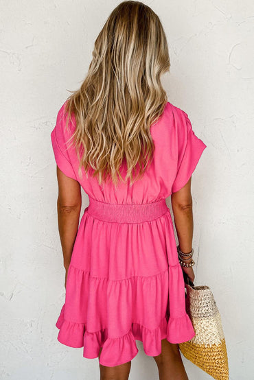Suri | Cozy Smock Dress with Short Sleeves and Ruffles - Motheero