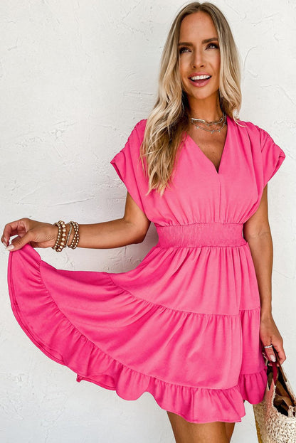 Suri | Cozy Smock Dress with Short Sleeves and Ruffles - Motheero