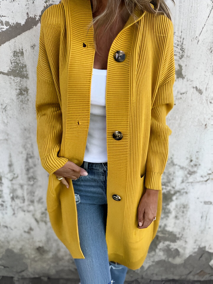 Elara | Long Ribbed Hooded Coat - Motheero