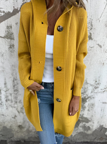 Elara | Long Ribbed Hooded Coat - Motheero