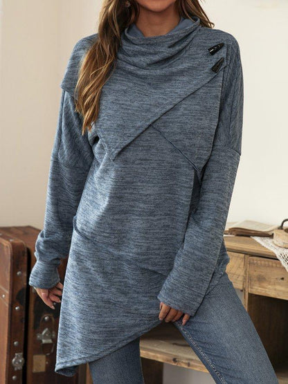 Liora | Asymmetrical Neckline Long Sleeve Sweatshirt