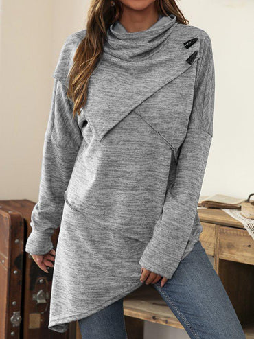 Liora | Asymmetrical Neckline Long Sleeve Sweatshirt