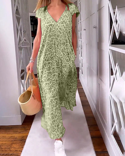 Mara | Flowy Patterned Maxi Dress - Motheero