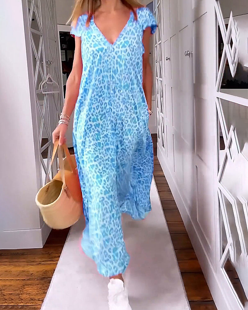 Mara | Flowy Patterned Maxi Dress - Motheero