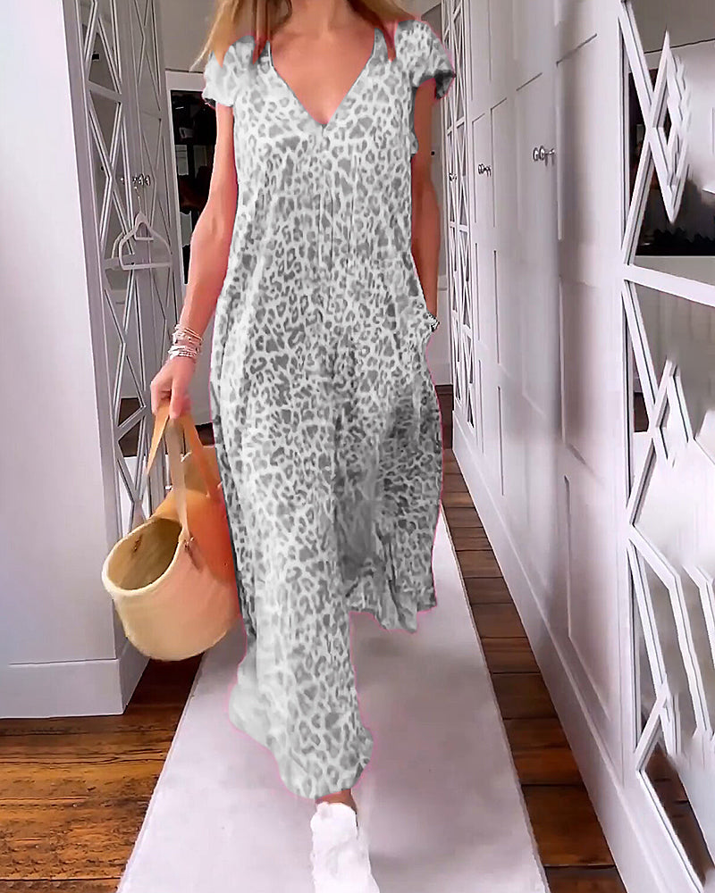 Mara | Flowy Patterned Maxi Dress - Motheero