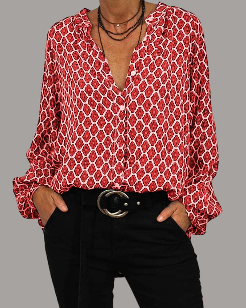 Mara | V‑Neck Blouse - Motheero
