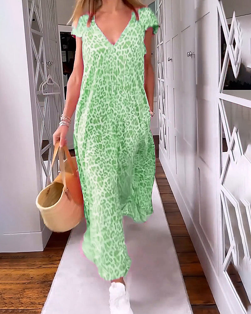 Mara | Flowy Patterned Maxi Dress - Motheero