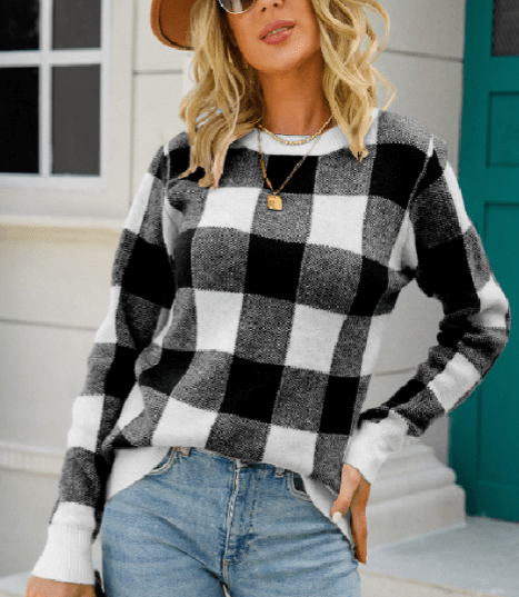 Elva | Women Plaid Knit Sweater