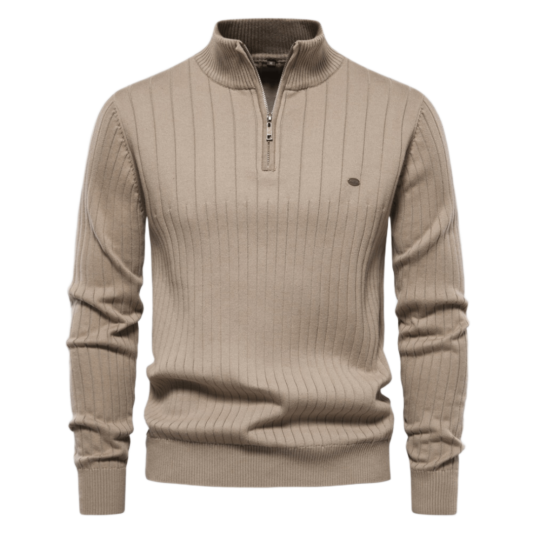 Maddox | Classic Ribbed Quarter-Zip Sweater