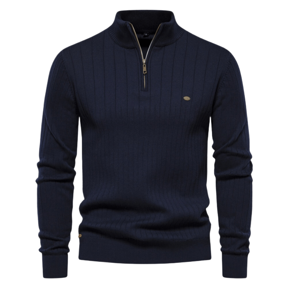 Maddox | Classic Ribbed Quarter-Zip Sweater
