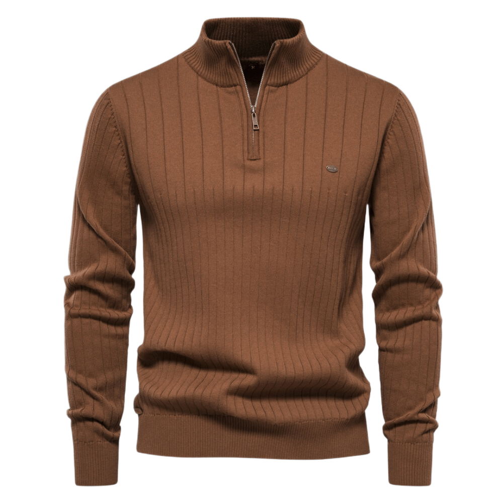 Maddox | Classic Ribbed Quarter-Zip Sweater