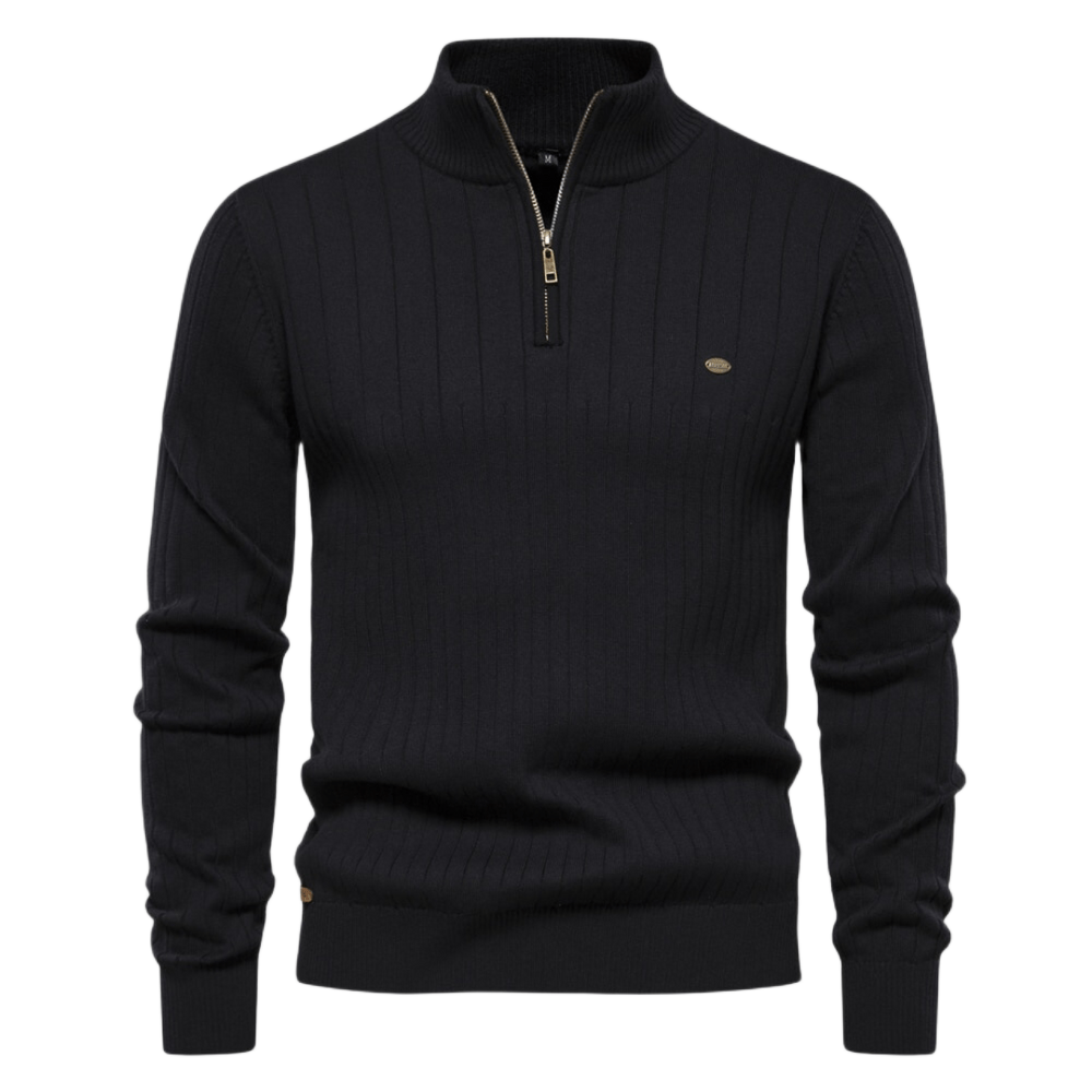 Maddox | Classic Ribbed Quarter-Zip Sweater