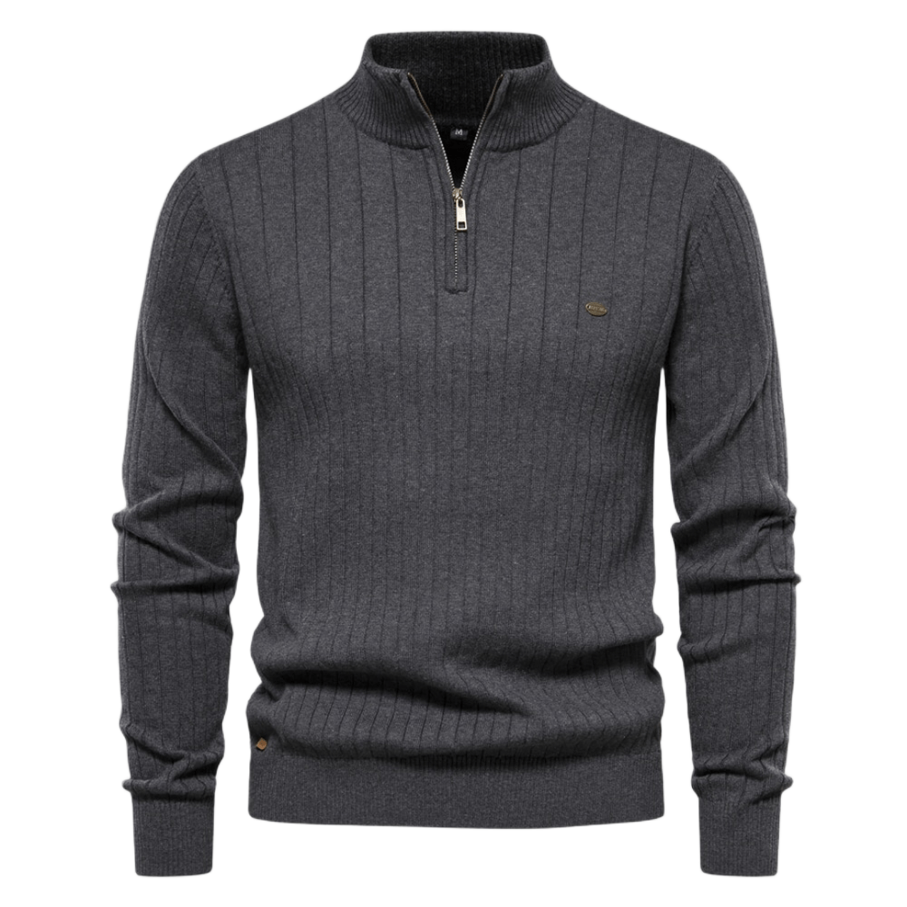 Maddox | Classic Ribbed Quarter-Zip Sweater