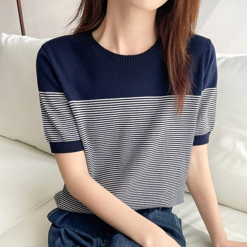 Nola | Timeless Striped Knit Tee - Motheero