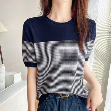 Nola | Timeless Striped Knit Tee - Motheero