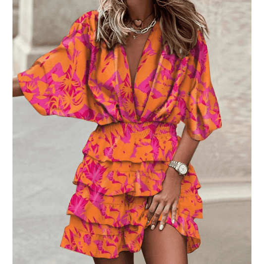 Leah | Deep V-Neck Short Dress - Motheero