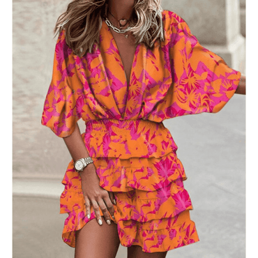 Leah | Deep V-Neck Short Dress - Motheero