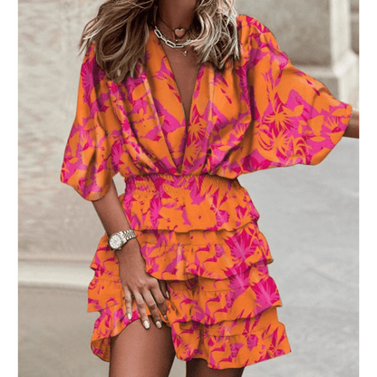 Leah | Deep V-Neck Short Dress - Motheero