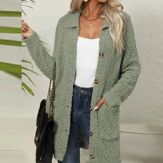 Clarisse | Women Teddy Fleece Button-Up Cardigan