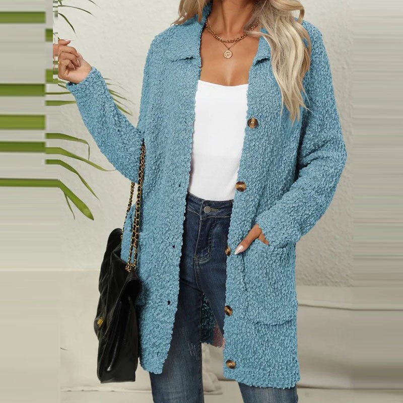 Clarisse | Women Teddy Fleece Button-Up Cardigan